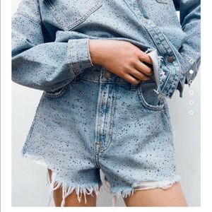 Zara Rhinestone Cut Off Short